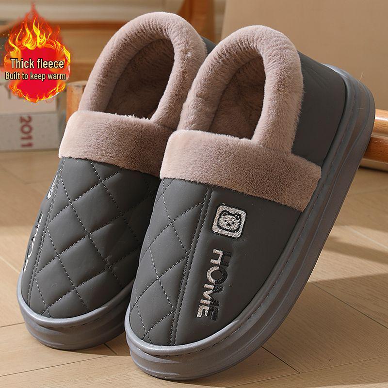 Зимние водонепроницаемые хлопковые тапочки 2025 года: Обувь для помещений и улицы с толстой подошвой, нескользящая, закрывающая пятку, для мужчин и женщин