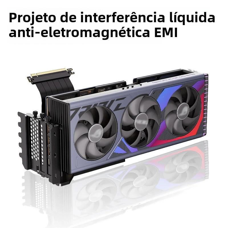 Вертикальный кронштейн для крепления GPU Держатель видеокарты ПК PCI-E 3.0/4.0 x16 Гибкий удлинительный кабель 90° с защитой от помех