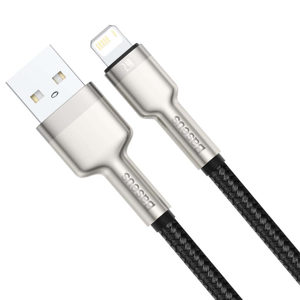 Кабель USB на Lightning Baseus Cafule, 2.4A, 0.25M (Черный)