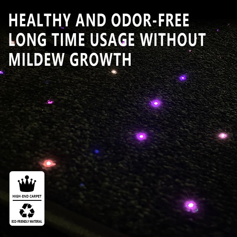 4 шт. Светодиодные коврики для пола автомобиля Starlight LED RGB с управлением через приложение, моющиеся, со светодиодами из оптоволокна, универсальное автомобильное украшение, атмосфера