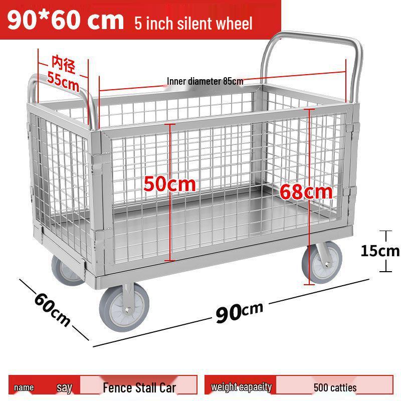 Silent Foldable Flatbed Hand Cart: Portable Turnover Trolley & Hand Truck