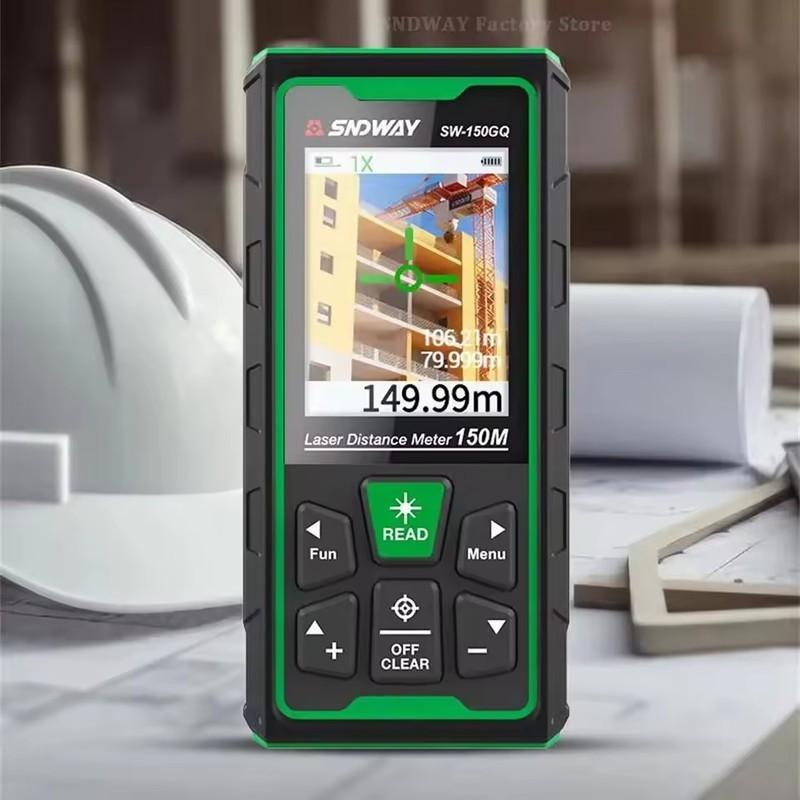 SNDWAY Digital Rangefinder Bluetooth Laser Distance Meter 4X Zoom Green Laser Tape Measure Range Finder