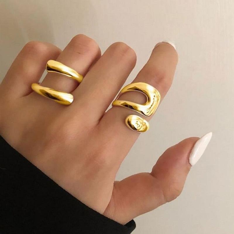 5 шт./компл. модные золотые цветные цепочки с узором кольца наборы для женщин мужчин винтажные классические нерегулярные регулируемые кольца ювелирные изделия подарки