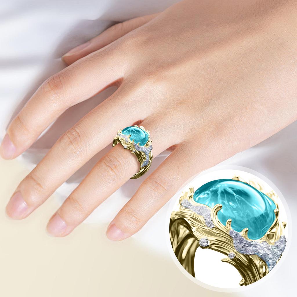 Heartbeat Of The Sea Wave Ring Open Ring, Love Gift, Surprise Gift, Men's And Women's Ring