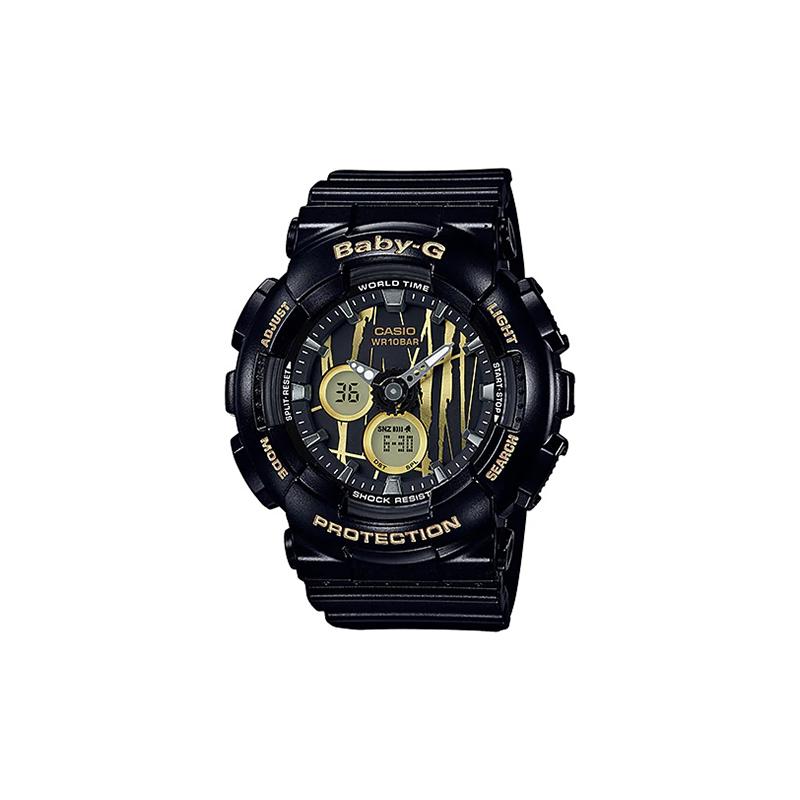 Casio BABY-G Art Sports Большой циферблат Двойной дисплей Многофункциональный Кварцевый механизм Ремешок из смолы Японские и корейские часы Женские часы Черные BA-120SP-1A