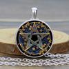 Колдовство пентаграмма стеклянный кабошон кулон ожерелье с викканской звездой женское ожерелье с викканским ювелирным изделием