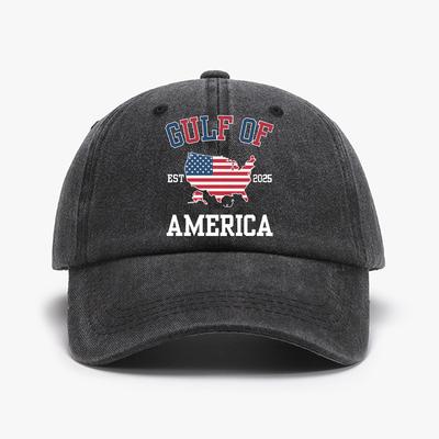 1 шт. 'USA gulf' Винтажная спортивная унисекс бейсболка Дышащая, выстиранная, регулируемый изогнутый козырек с принтом для приключений на открытом воздухе