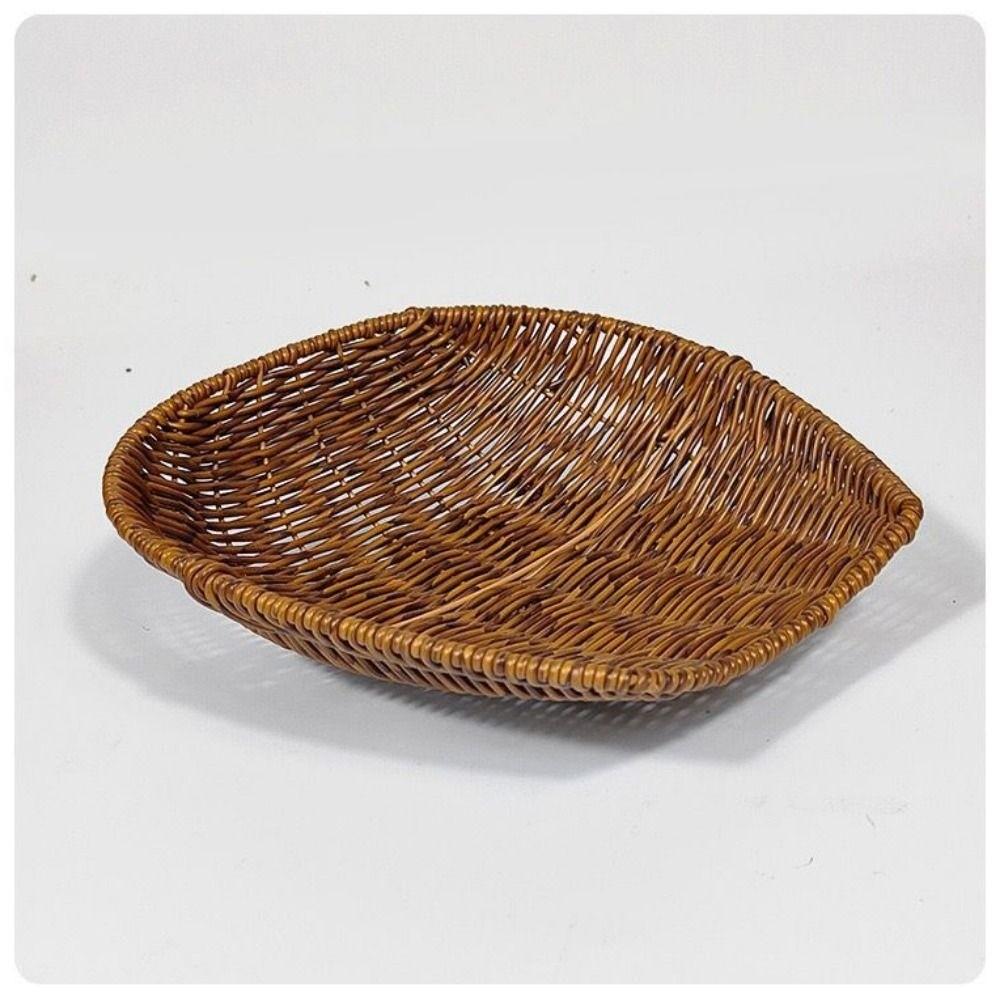Plastic Small Dustpan Hand-woven Oval Storage Box Restaurant Serving Tabletop Display