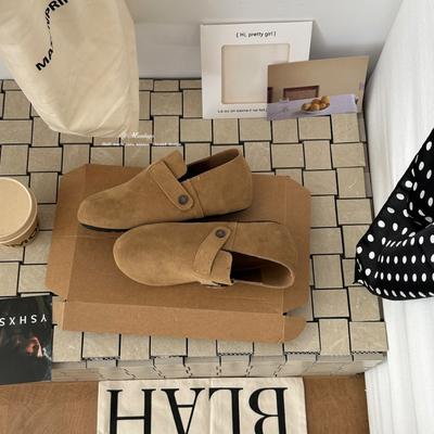 Туфли Женские на плоской подошве, лоферы из антивелюровой кожи на одной педали, Уродливо-милые одинарные туфли, повседневные, на одной педали, в корейском стиле