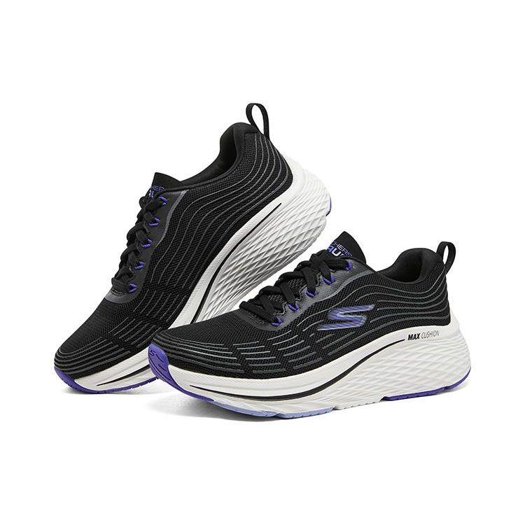 Skechers Максимальная амортизация Нескользящие Прочные Модные Удобные Низкие Беговые Кроссовки Женская кроссовка Черный Синий 129600-BKPR