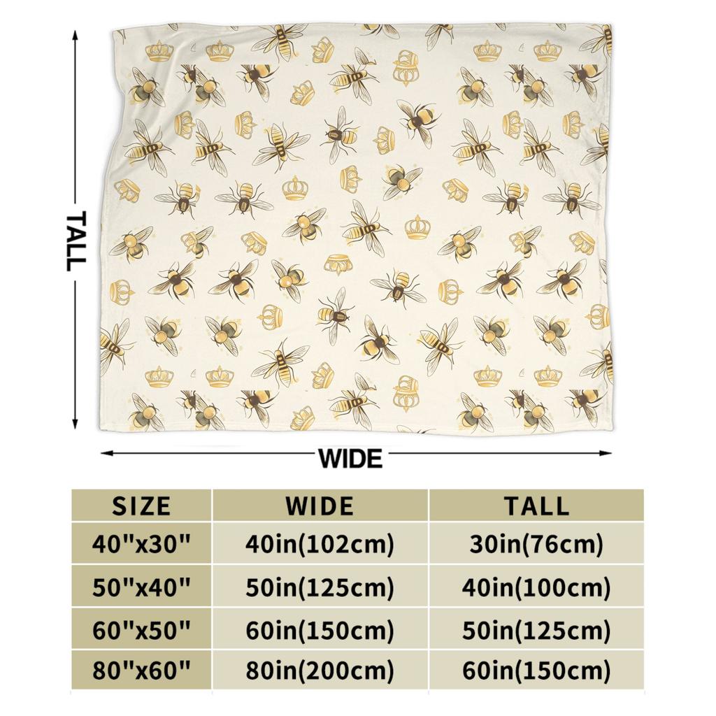 Bee in honeycomb and flowers Blanket Quality Warm Soft Throw Blanket Winter Travel Office Couch Chair Graphic Bedspread