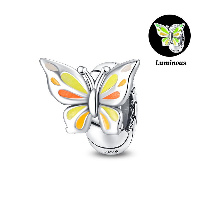 Spring 925 Silver Color Sakura Butterfly Flowers Charms Beads Fit Diy 925 Original Bracelets Fine DIY Jewelry Birthday Gifts