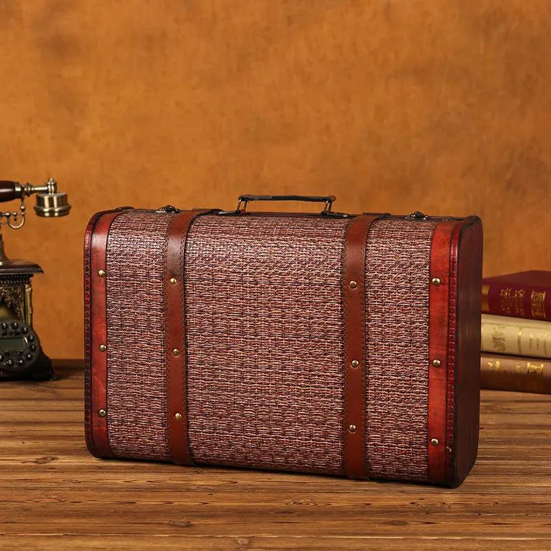 Деревянный антикварный ящик для хранения, средневековый винтажный чемодан, сундук с сокровищами, ожерелья, ювелирные изделия, подарочная коробка с замком, большая фотокоробка