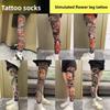 New Full Leg Fake Socks Printed Tights Cycling Fishing Elastic Socks Japanese Cool Personalized Driving Sexy Stockings Unisex