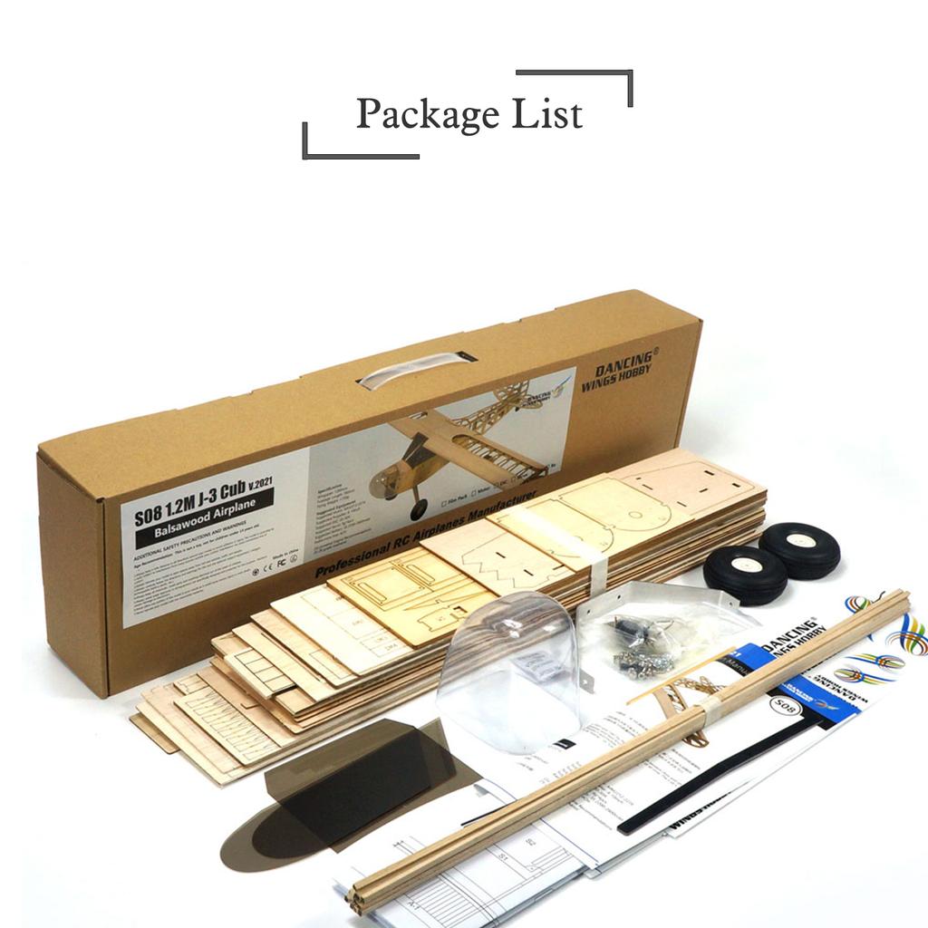 Dancing Wings Hobby S0801 Balsa Wood RC Самолет 1,2M Piper Cub J-3 Комплект дистанционного управления самолетом