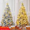 Golden Christmas Tree Set with Ornaments: 1.5m, 1.8m, 2.1m Flocked Pine with White Snow