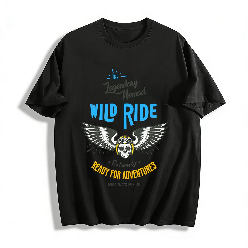 Легендарная футболка с графическим принтом для байкера 'Nomad Wild Ride Adventure', всегда в пути, из чистого хлопка