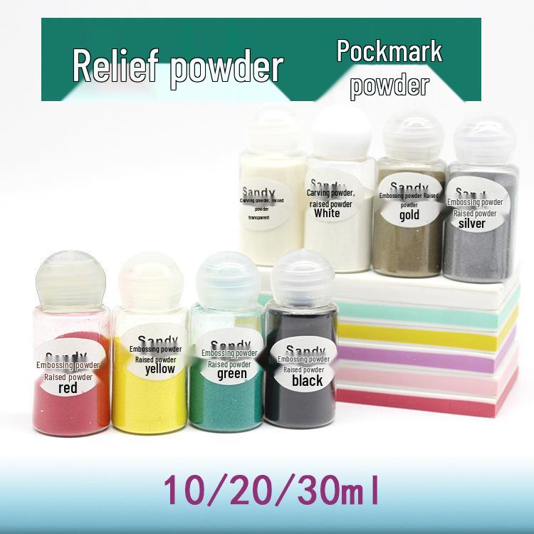 Порошок для эмбоссинга бренда Sandy - Прозрачный, Цветной Рельефный Порошок для Бумажного Творчества и Объемных Надписей