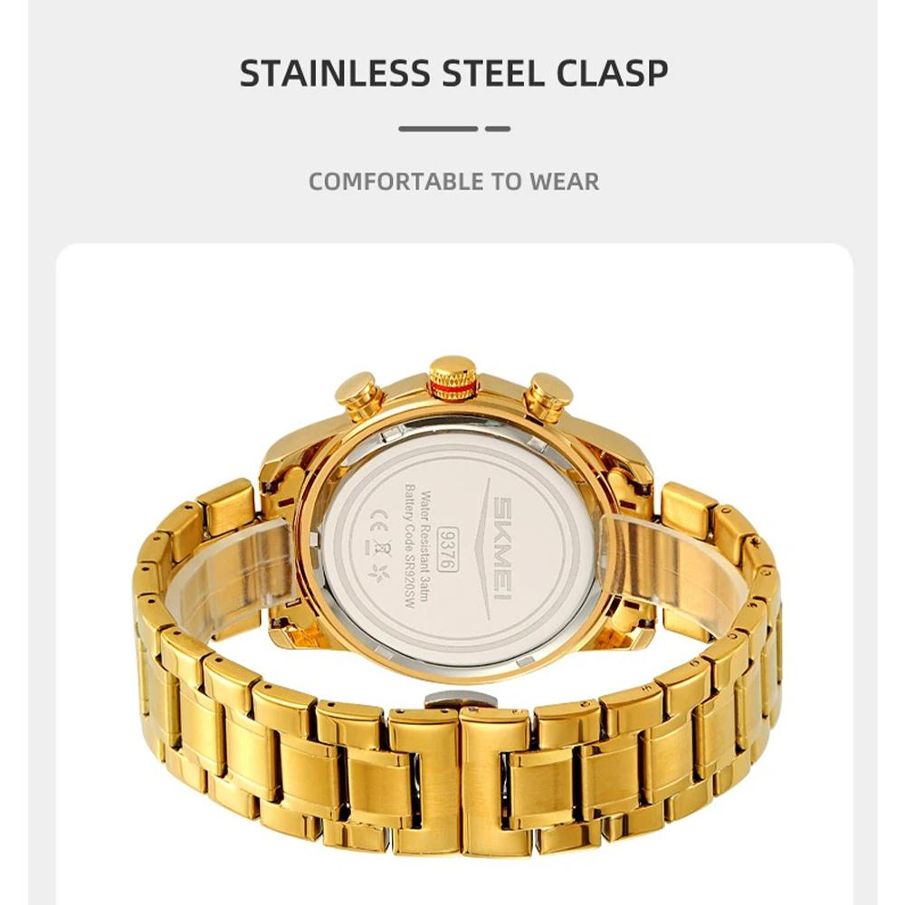 Мужские наручные часы-хронограф Модные Водонепроницаемые из нержавеющей стали Светонакопительные Автоматическая дата Кварцевые часы