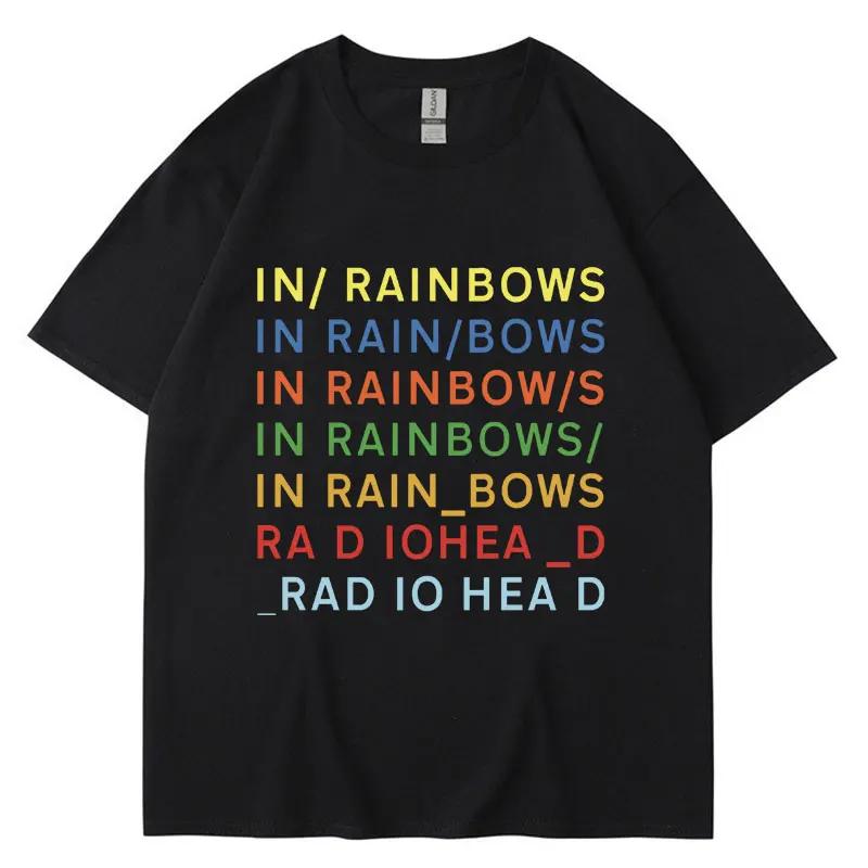 Британская рок-группа Radiohead Футболка Музыкальный альбом In Rainbows Унисекс Короткий рукав Хип-хоп Готика Свободные Футболки Уличная одежда