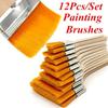New 12Pcs/Set Wooden Oil Painting Brushes Artist Acrylic Panit Art Supply Set Limner Tools