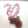 Catholic Heart Shaped Acrylic Beads Rosary Mary Blessing Rosary Prayer Necklace with Pendant Amulet Virgin Mary for Cross Pendant Rosary Necklace