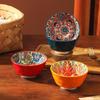 Bohemian Retro 5" Ceramic Rice Bowl with High Foot - Single Color Household Bowl