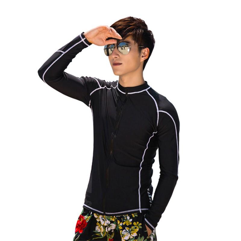 Mens Long Sleeve Split Wetsuit Zip Front Surfing Suit UV Protection Swimsuit Snorkeling Diving Water Sports