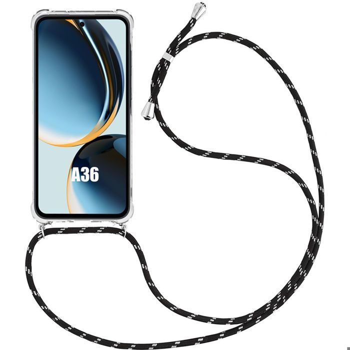 Protective Case - BOOLING - for Samsung Galaxy A36 5G - Reinforced Protection - with Black Lanyard - Shockproof