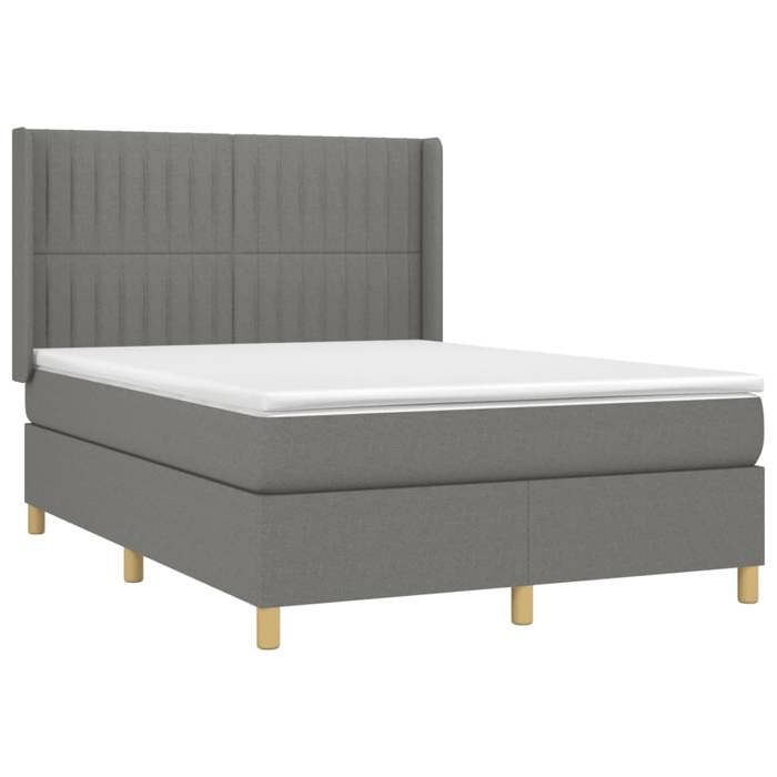 Maison Exclusive - Sommier à lattes de lit matelas LED Gris foncé 140x200 cm Tissu