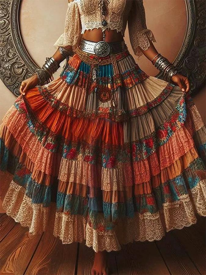 2021 Модное разноцветное джинсовое платье-пэчворк с юбкой из кешью