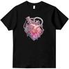 Steampunk Heart Black/White Cotton T-Shirt Unisex - Light Magenta Human Anatomy Print Graphic T-Shirt