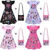 Kids Girls Anime Cartoon Printed Ruffle Sleeves O Neck Casual Dress Halloween Cosplay Costumes
