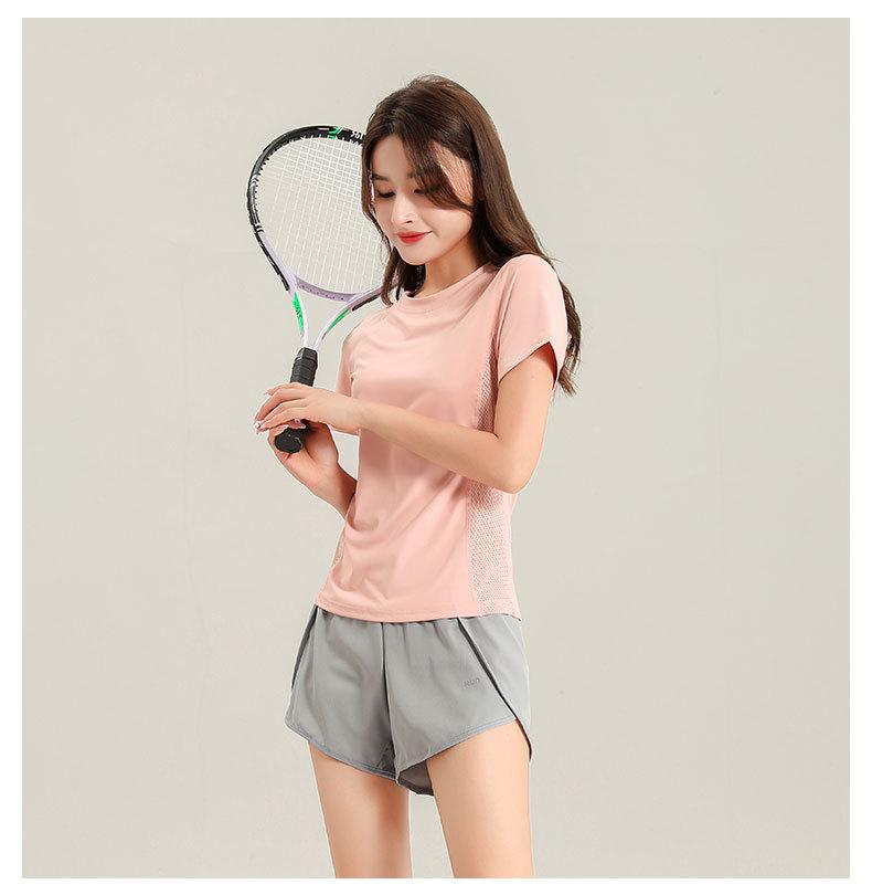 Женский спортивный комплект из ледяного шелка с быстрой сушкой 2025: Топ с коротким рукавом и шорты для бега, спортзала, йоги
