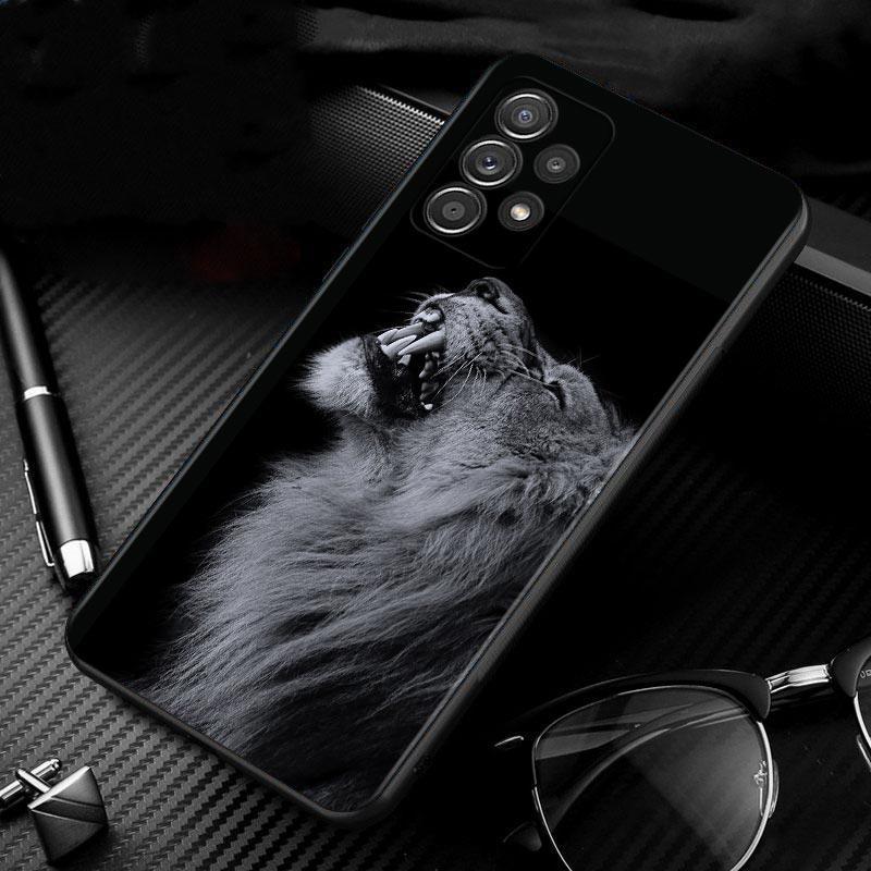 Чехол со львом для Samsung Galaxy A51 A71 A41 A31 A11 A01 A72 A52 A42 A32 A22 A21s A02s A12 A02, черный силиконовый чехол для телефона