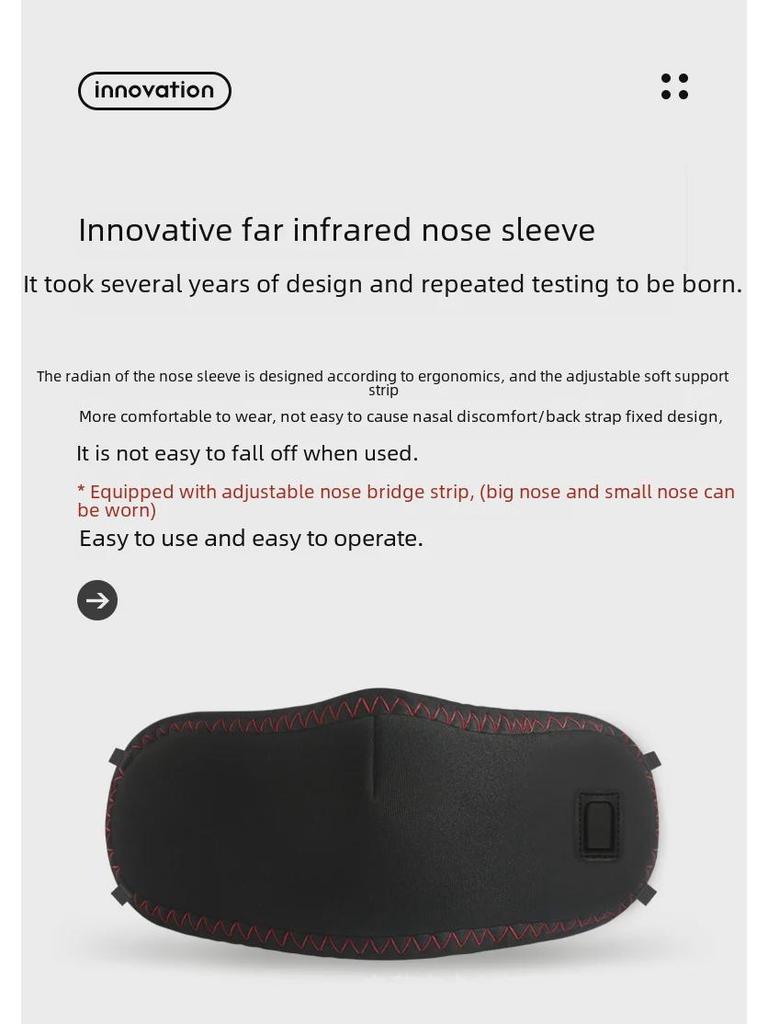 Маска для носа с подогревом: Снимает зуд и заложенность носа, защищает от пыли и аллергии, обеспечивает теплое сжатие, помогает в профилактике простуды.