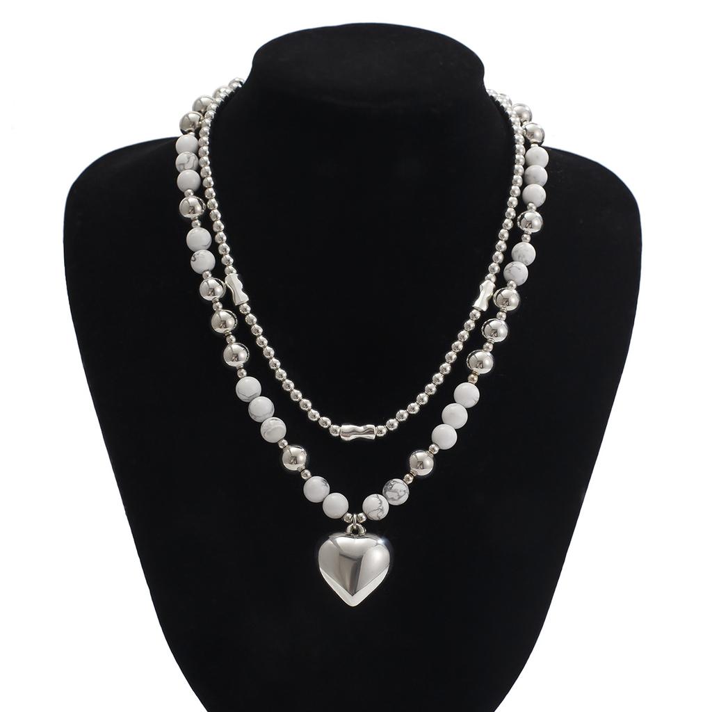 Ожерелье-цепочка на ключицу с подвеской в виде скелета и ста бусин, простое многослойное, с подвеской в форме сердца из сплава, набор