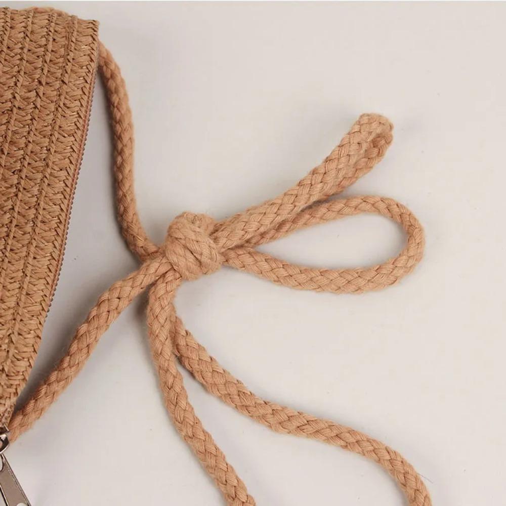 Handmade Shoulder Bag Straw Woven Wallet Cute Coin Purse Kids