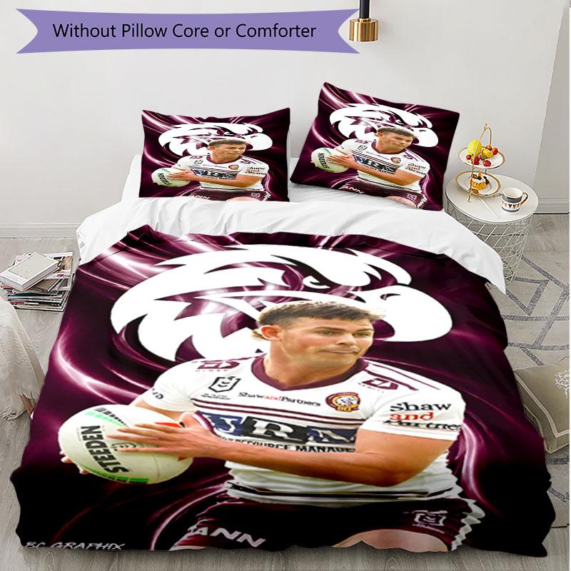 3pcs Duvet Cover Set (1*Duvet Cover + 2*Pillowcase, Without Core), Manly Warringah Sea Eagles Print Soft All‑Season Bedding Set, Home Bedroom Decor Gi