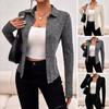 Knitting Cardigan Lapel Long Sleeve Single Breasted Knitting Coat Women Solid Color Slim Fit Outwear