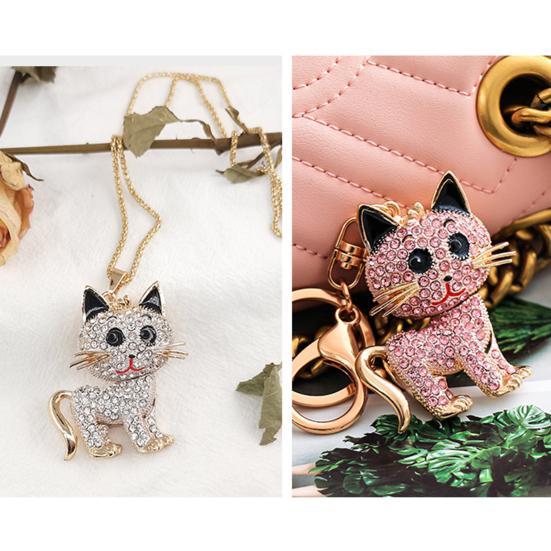 Брелок-кулон с мультяшным котом, сверкающие красочные стразы, инкрустированный автомобильный брелок, сумка-рюкзак, подвесной брелок