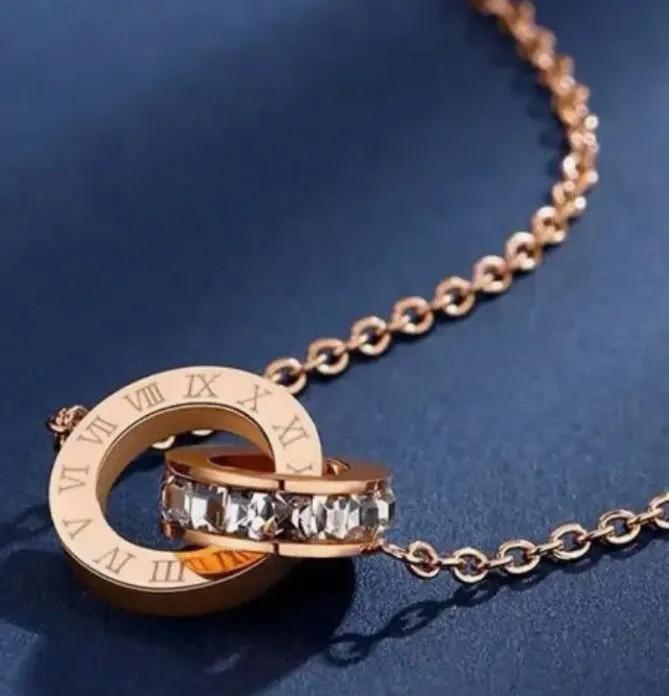 Ожерелье с двойным римским кольцом, женское ожерелье из титановой стали