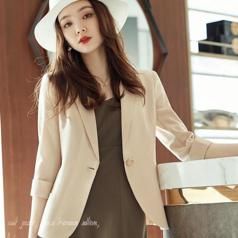 Весенне-летний блейзер Feminino с рукавами три четверти с зубчатыми карманами офисное женское пальто
