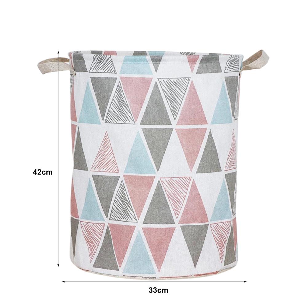 Foldable Laundry Basket Large Capacity Clothes Storage Bag for Kids Toys Gray White Triangle