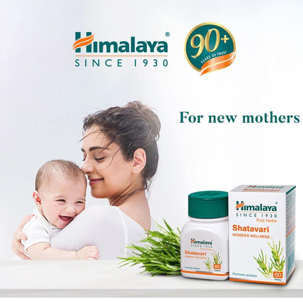 Himalaya Pure Herbs Shatavari Women's Wellness Tablets, Promotes Lactation, White, 60 Count (Pack of 4)