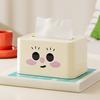 Коробка для салфеток с улыбающимся лицом, милый держатель для салфеток с пружинным механизмом, прямоугольный футляр для салфеток, крышка для коробки салфеток, диспенсер для салфеток для спальни, ванной комнаты, автомобиля