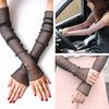 Women Sheer Mesh Arm Sleeves Long Ultra-thin Lace Fingerless Gloves UV Sun Protection Cooling Mesh Tulle Sunscreen Sleeves for Outdoors