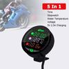 5 In 1 Motorcycle Temperature Guage Water Temperature/Time/Stopwatch/Voltage Display 9-24V LED Night Vision Motorbike Instrument