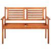 This 2 seater garden bench with cushion 120 cm made of solid eucalyptus wood