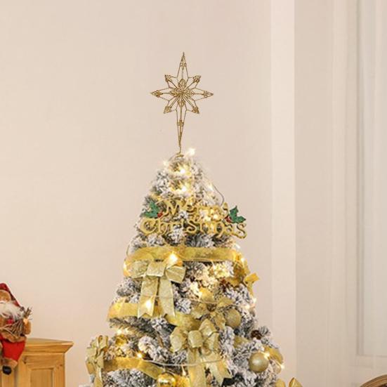 Christmas Tree Top Rustproof Design Star Sparkling Bright Color Hollow-out 3D Christmas Tree Top Ornament